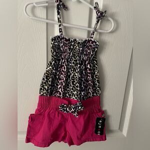 🆕 eye Candy girls pink / black leopard print shorts romper size 4T